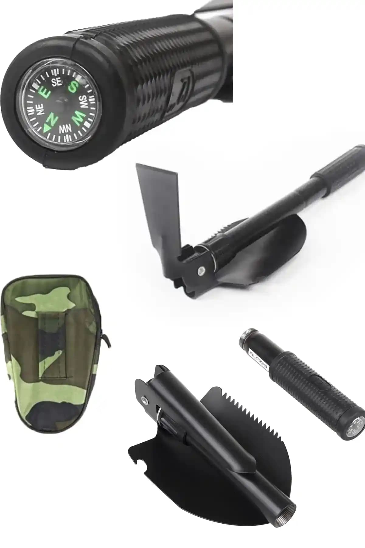 Riddex Pusulalı Portatif Katlanır Kazma Kürek Seti Bahçe ve Kamp İçin Pratik Çözüm