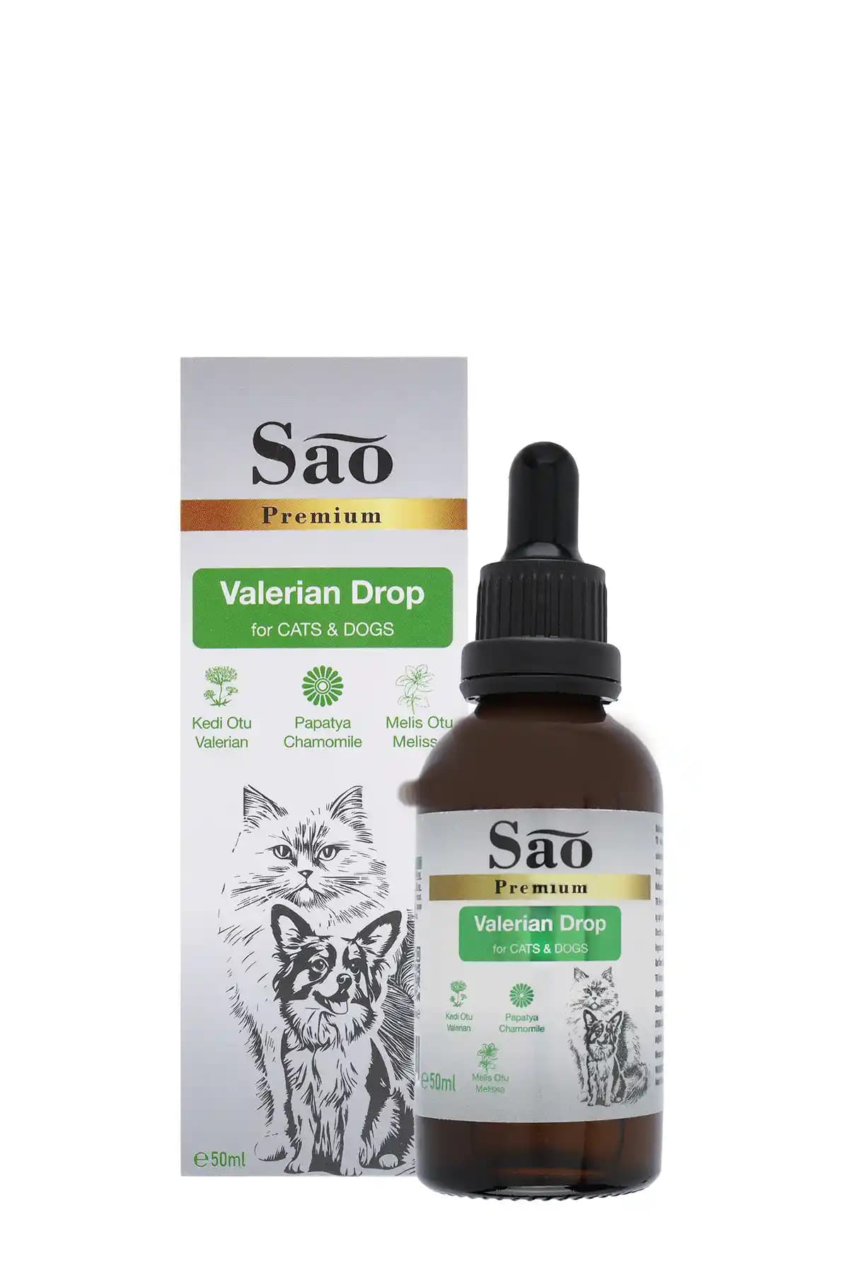 Sao Premium Valerian Drop: Kediler ve Köpekler İçin Doğal Sakinleştirici Damla Ürünü