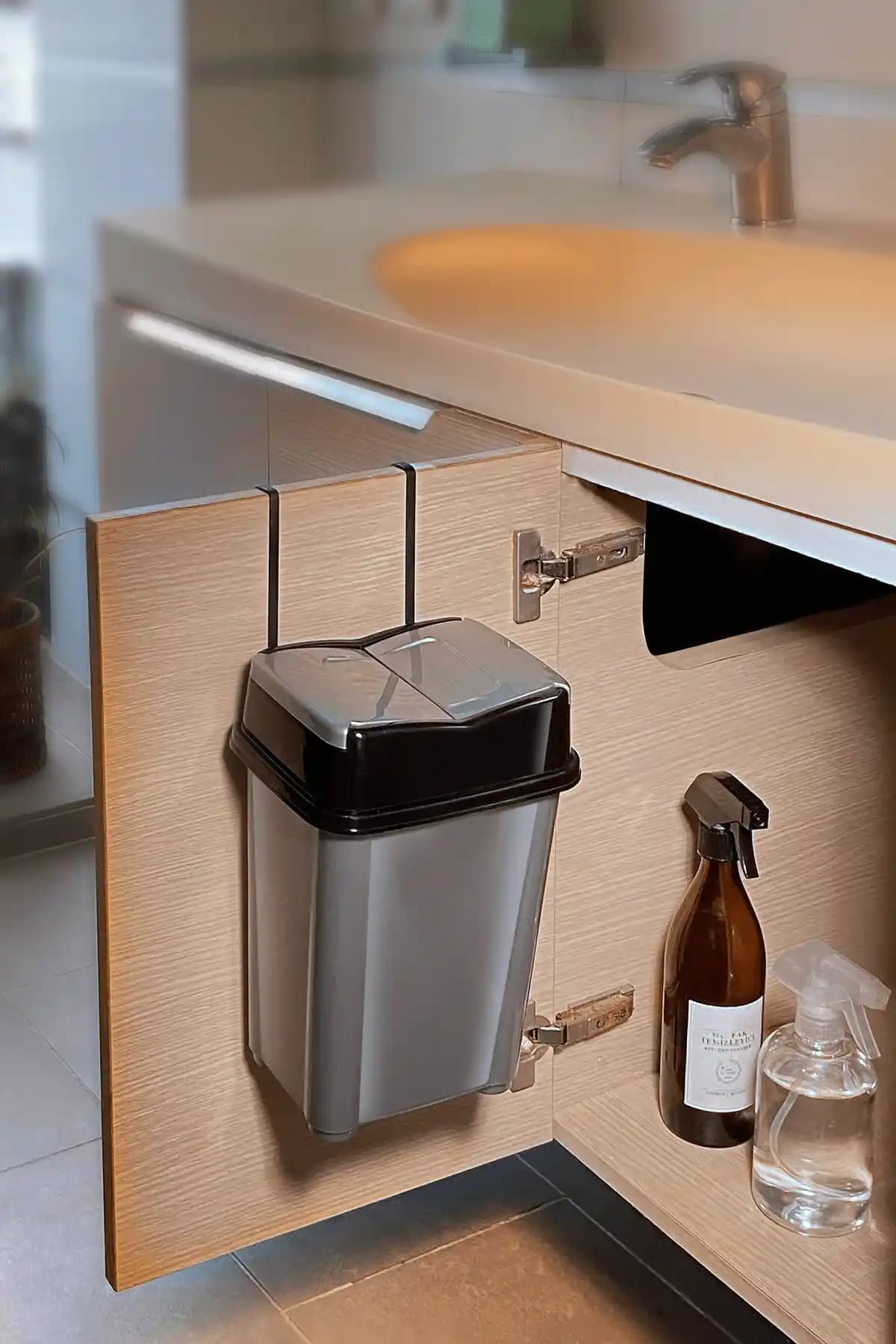 Sas Haus Askılı Çöp Kovası 5,5 Litre Gri Modern ve Pratik Tasarım