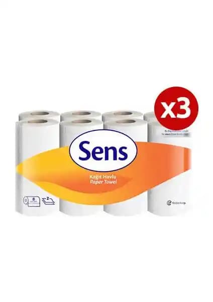 Sens Kağıt Havlu 24'lü Pratik ve Dayanıklı Çift Katlı Rulo Temizlik Kağıdı