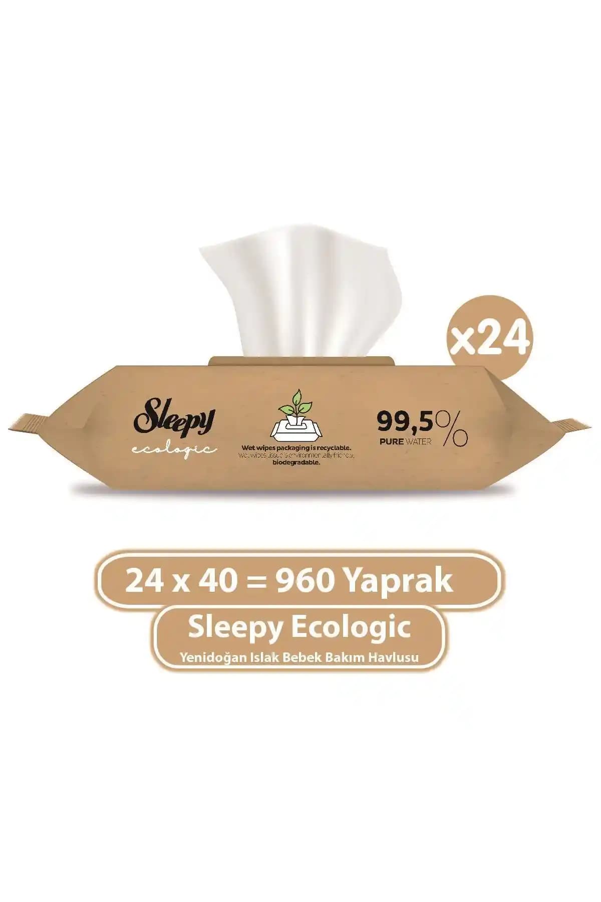 Sleepy Ecologic Yenidoğan Islak Bebek Bakım Havlusu Güvenli ve Hassas Bebek Bakımı İçin Uygun