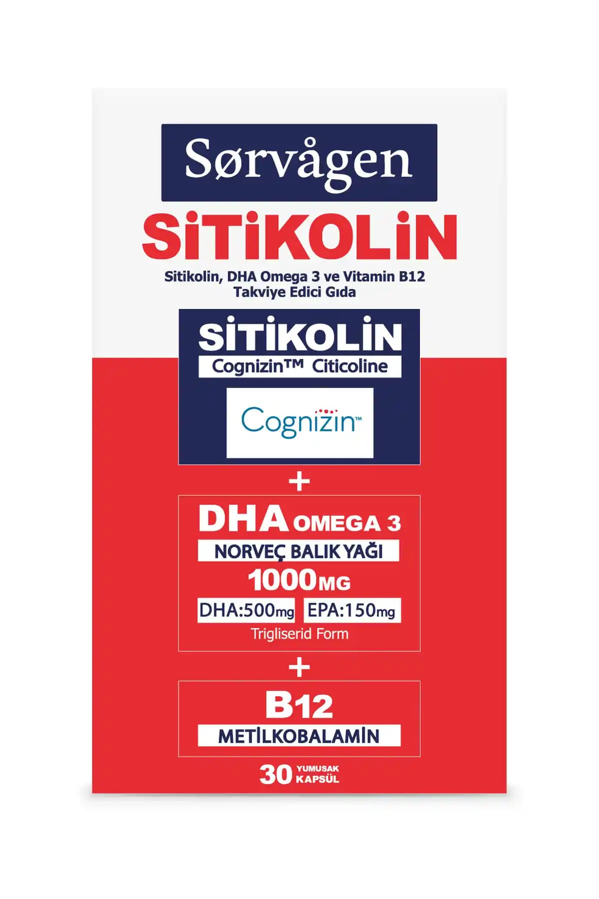 Sorvagen Smart Sitikolin Omega 3 Takviye Edici Gıda Beyin ve Zihin Sağlığını Destekler