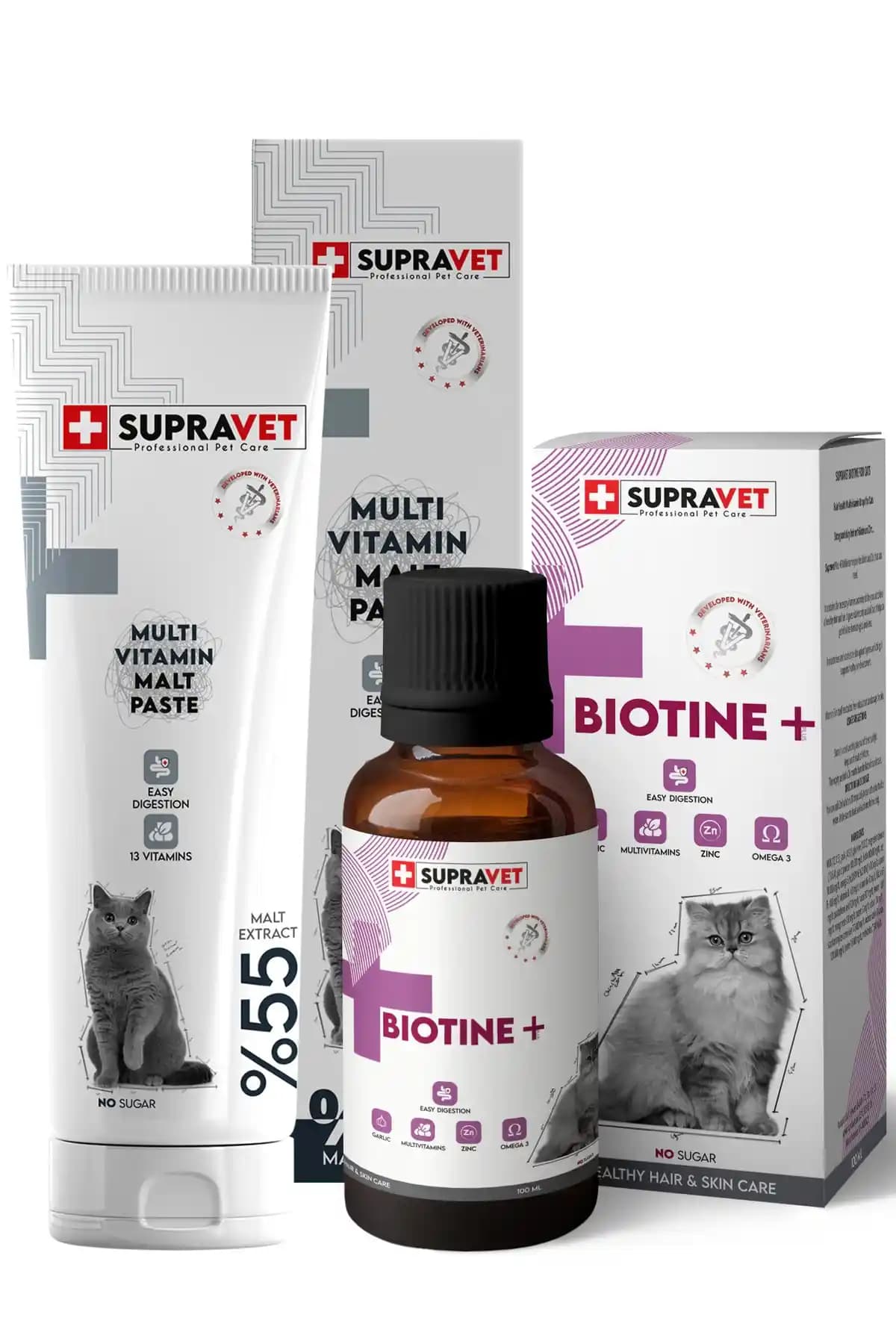 Supravet Çok Yönlü Vitaminli Kedi Macunu ve Tüy Dökülmesini Engelleyici Damla Ürünü