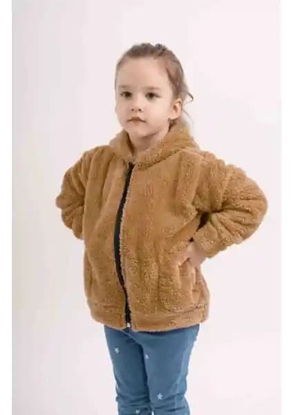 Sweet's Collection Unisex Çocuk Peluş Kapüşonlu Ceket Türkiye Menşeli Yumuşak ve Sıcak Kış Kıyafeti