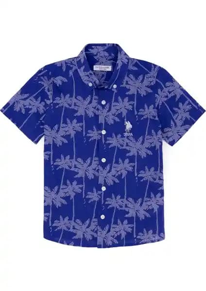 U.S. Polo Assn. Erkek Çocuk Mavi Kısa Kollu Gömlek: Şık ve Rahat Yazlık Tasarım
