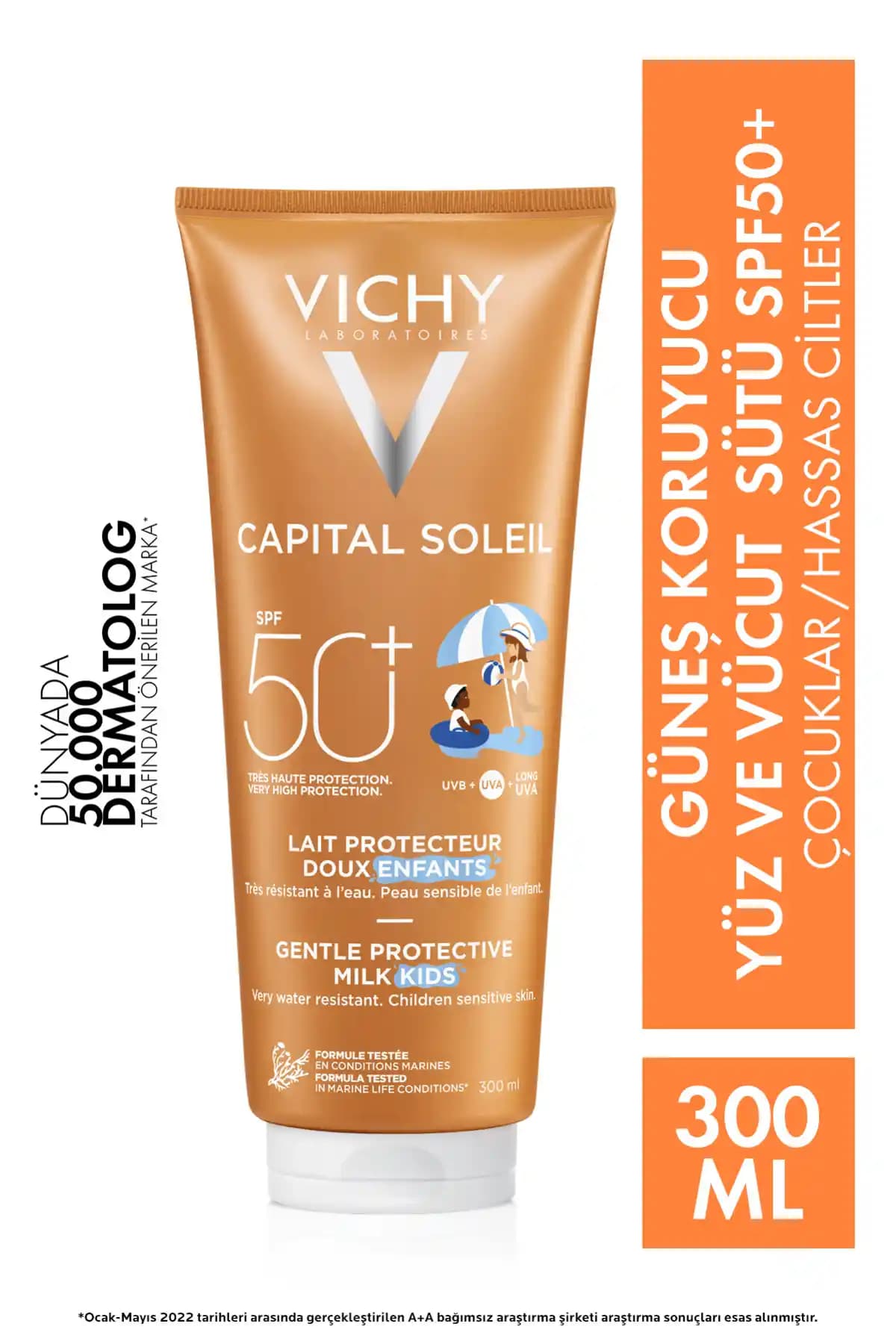 Vichy Ideal Soleil SPF 50+ Çocuklar İçin Güneş Koruyucu Yüz ve Vücut Kremi