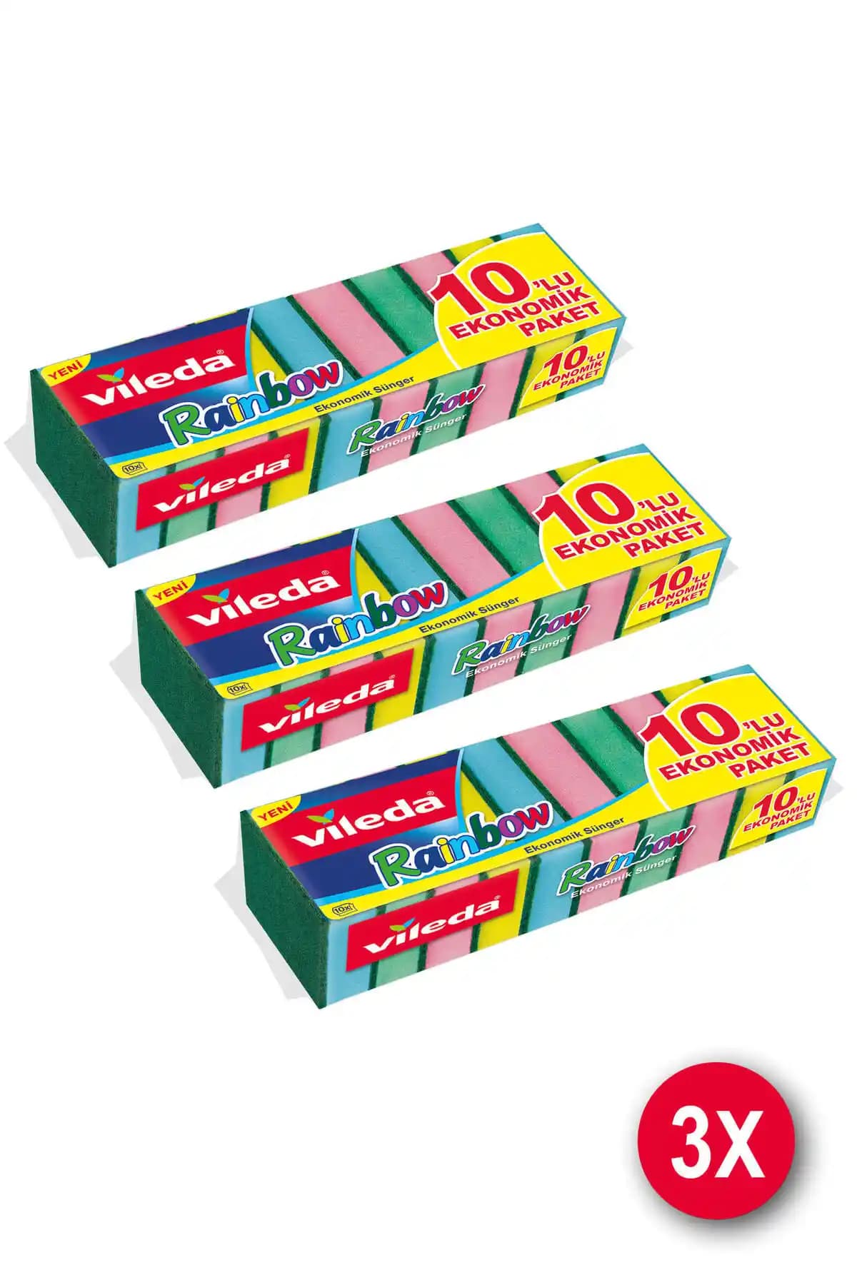 Vileda Rainbow Bulaşık Süngeri 3 Paket 10 Adet Pratik ve Hijyenik Temizlik Çözümü