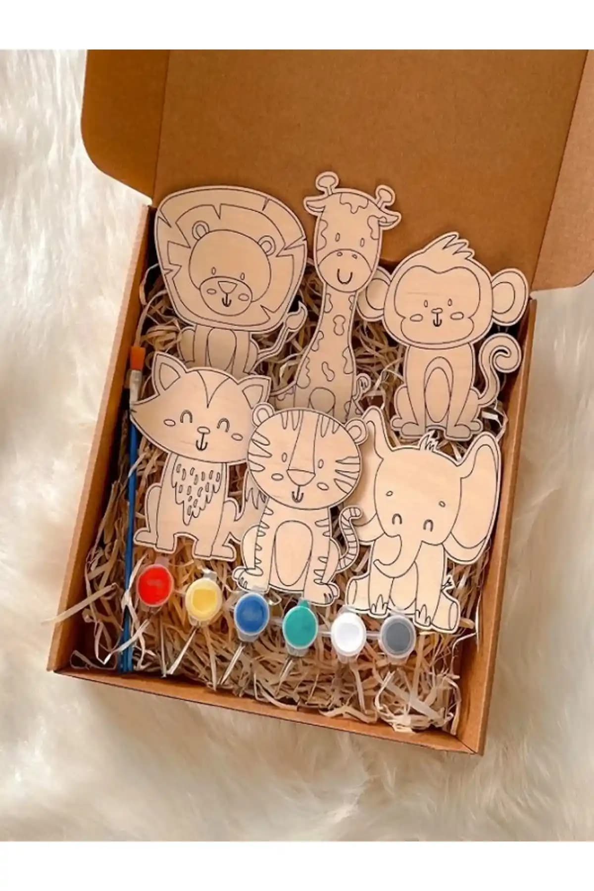 WoodStory Ahşap Kendin Yap Hayvanlar Boyama Seti Çocuklar İçin Eğitici ve Yaratıcı Oyun Deneyimi
