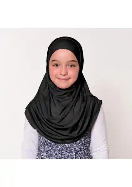 Zehranur Çocuklar İçin Pratik ve Şık Viskon Tek Parça Hijab Eşarp 6-11 Yaş