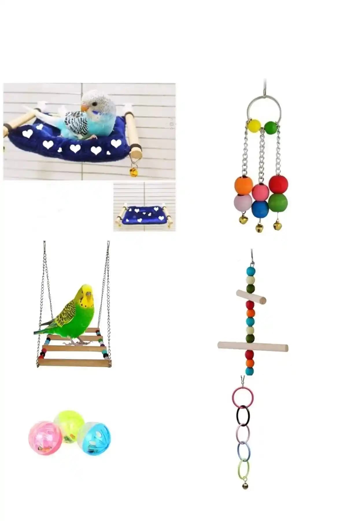 AlyaPetWorld Kuşlar İçin Salıncak ve Oyuncak Seti: Dayanıklı ve Eğlenceli Tasarım