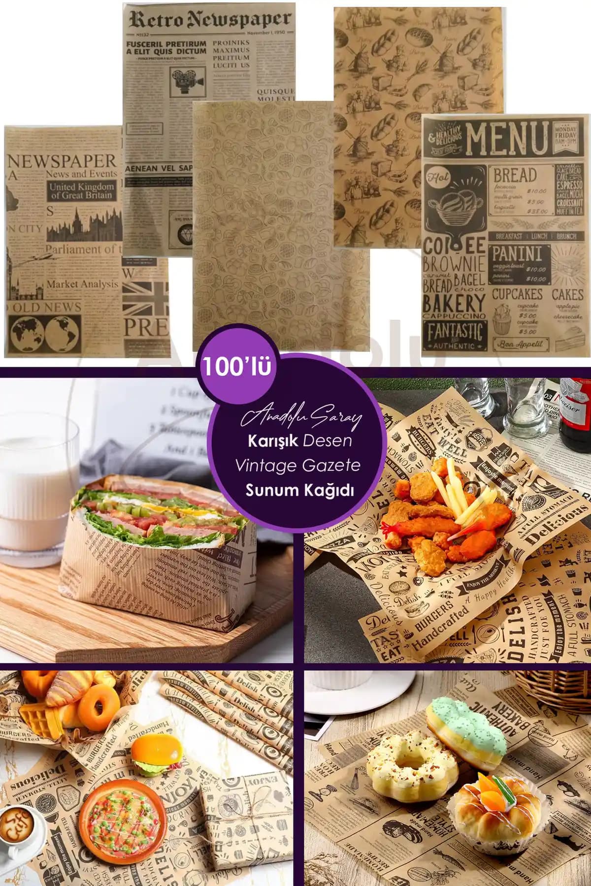 Anadolu Saray 100 Adet Kendinden Desenli Vintage Gazete Sunum Kağıdı Ürün İncelemesi