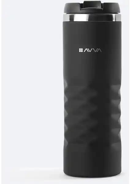 AVVA Siyah Paslanmaz Çelik Termos 400 ML: Dayanıklı ve Şık Tasarım ile Sıcak ve Soğuk İçecekler İçin Uygun