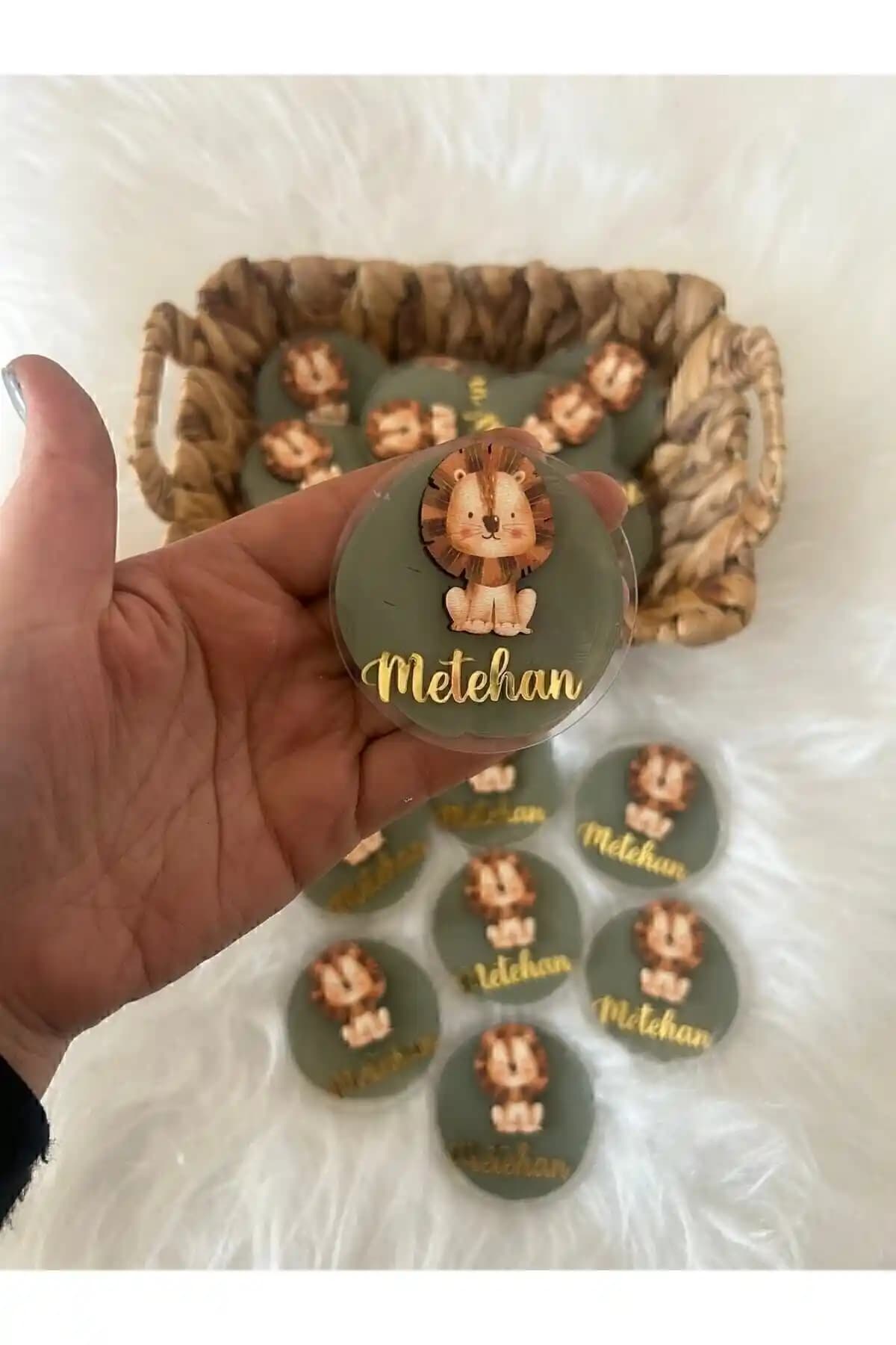 Bebek Odası İçin Renkli ve Dayanıklı Aslan Figürlü Pleksi Magnet Seti