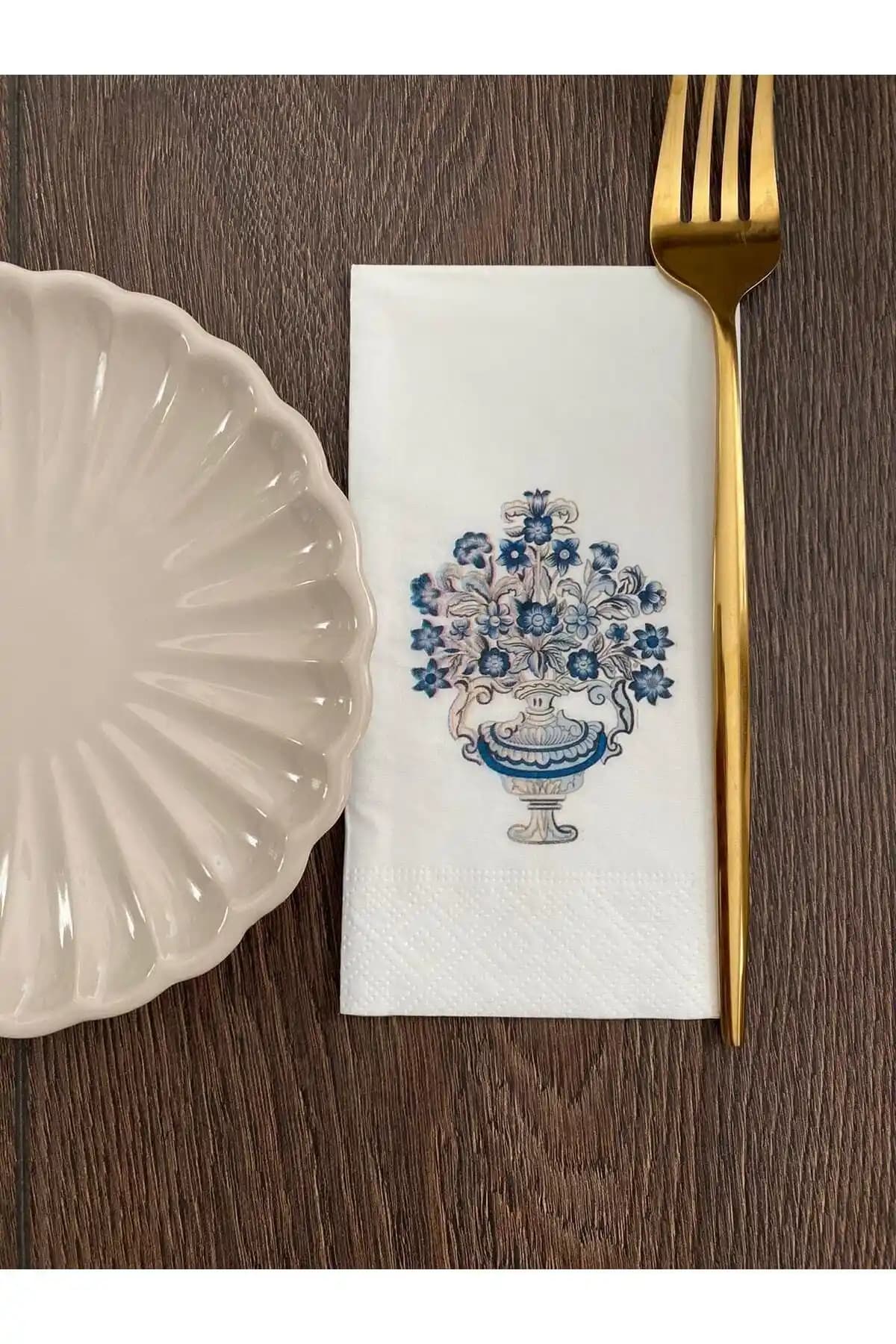 Busrasdesign Bleu Blanc Gümlüşlük Baskılı Peçete: Şık ve Fonksiyonel Sofra Dekorasyonu Ürünü