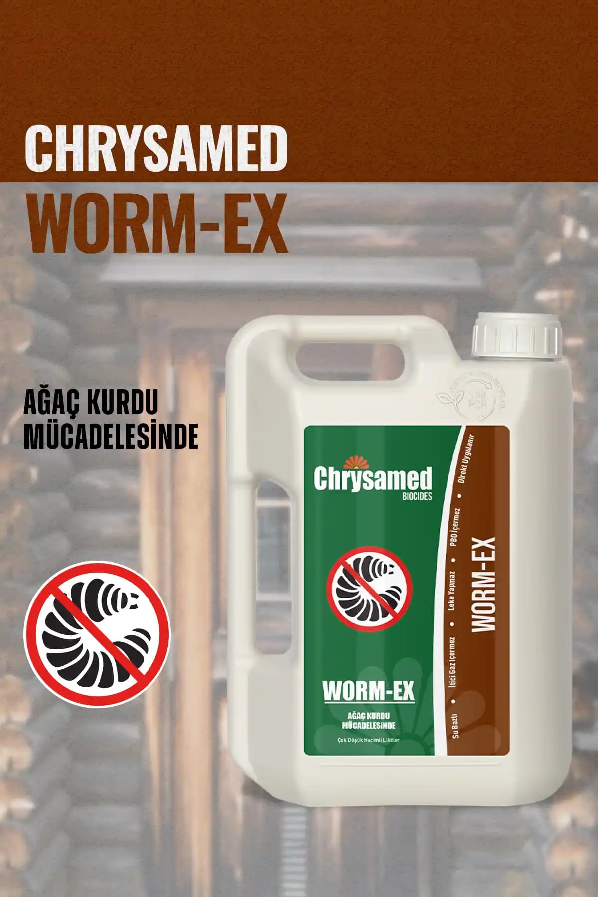Chrysamed Worm-ex Tahta Kurtlarına Karşı Güvenli ve Etkili Böcek İlacı 2 Litre