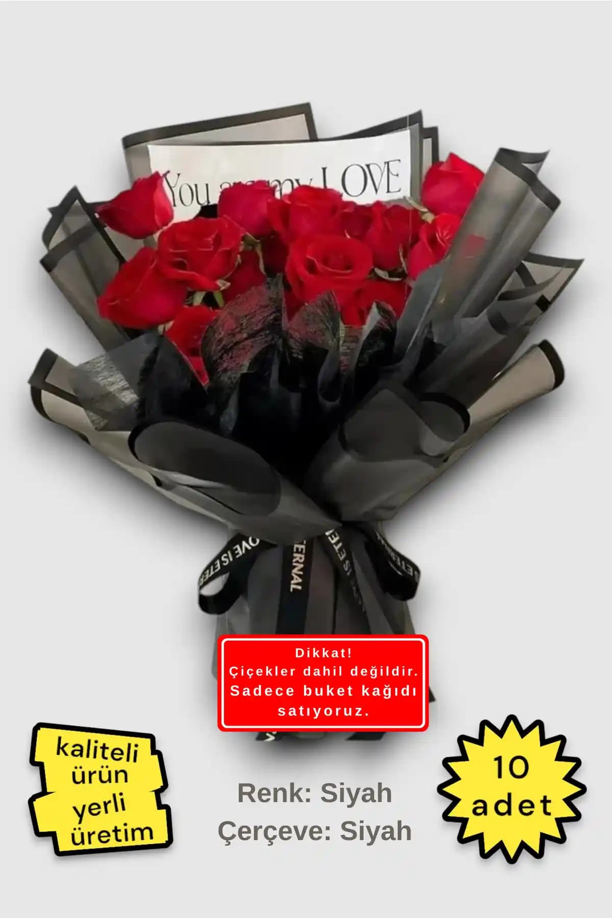 COLORPAK Siyah Zemin ve Kenar Detaylarıyla Modern Çiçek Buket Ambalaj Kağıdı 55x55 cm