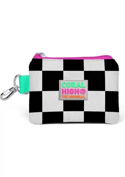 Coral High Kids Pembe Dama Desenli Bozuk Para Çantası Çocuklar İçin Şık ve Dayanıklı Aksesuar