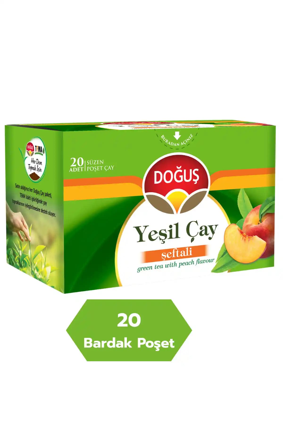 Doğuş Yeşil Çay Şeftali 20'li Paket Sağlıklı ve Ferahlatıcı İçin Uygun Bir Seçenektir