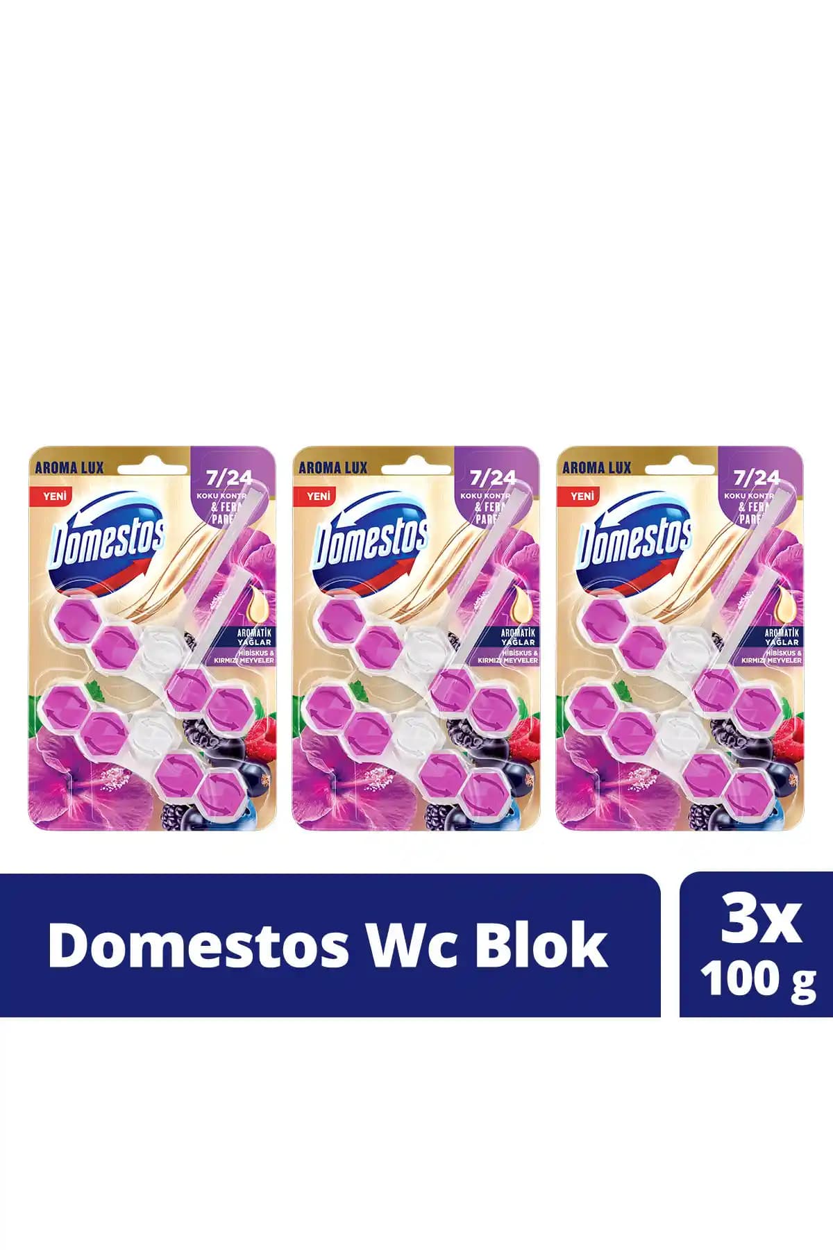 Domestos Aroma Lux Hibiskus ve Kırmızı Meyveler Tuvalet Bloğu Temizlik ve Ferahlık Sağlar