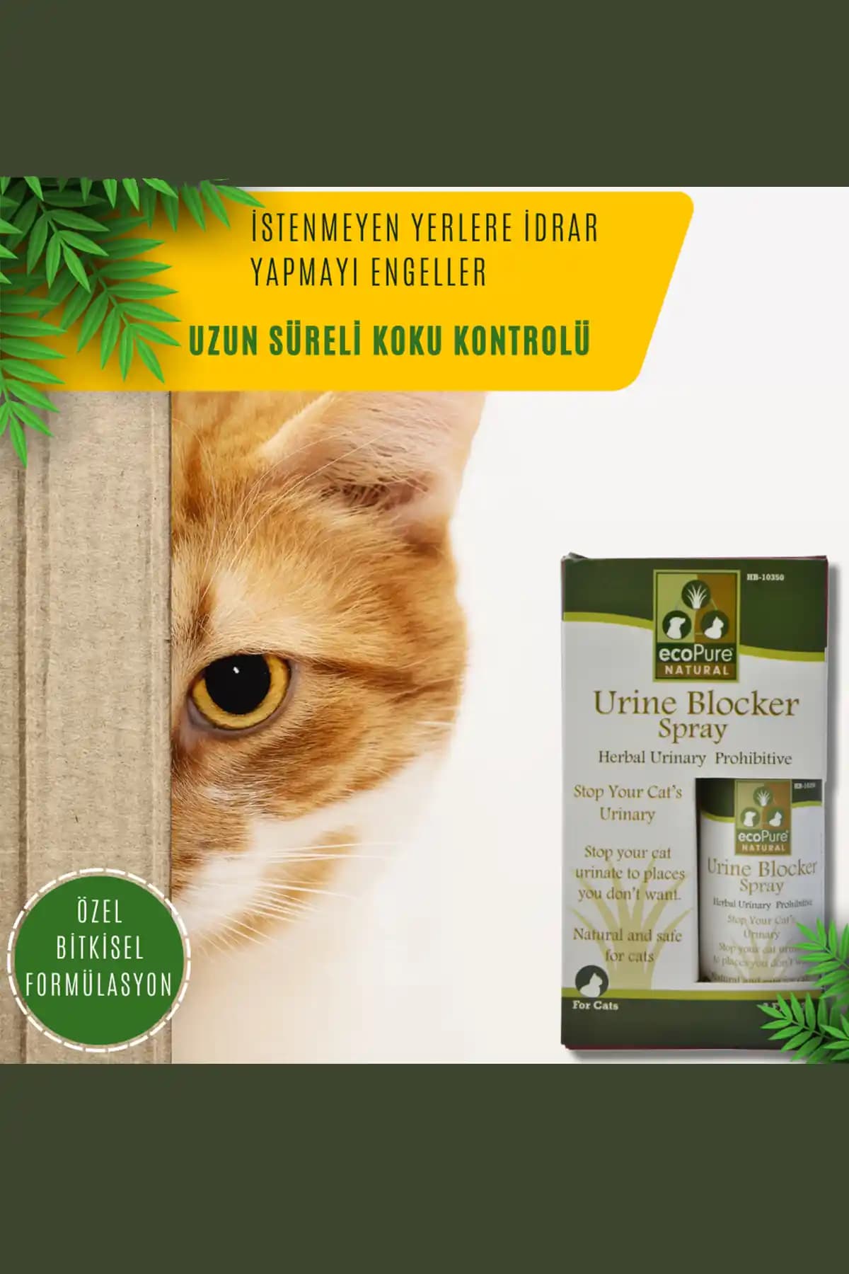 Ecopure Bitkisel Kediler İçin İdrar Engelleyici Sprey Güvenli ve Doğal Çözüm