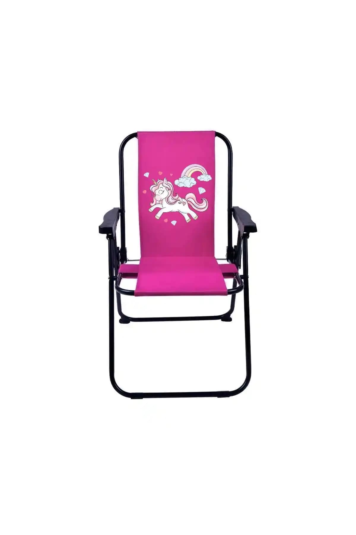 Exent Rainbow Unicorn Çocuk Piknik Sandalyesi 2-6 Yaş Pembe Renkli ve Pratik Kullanım