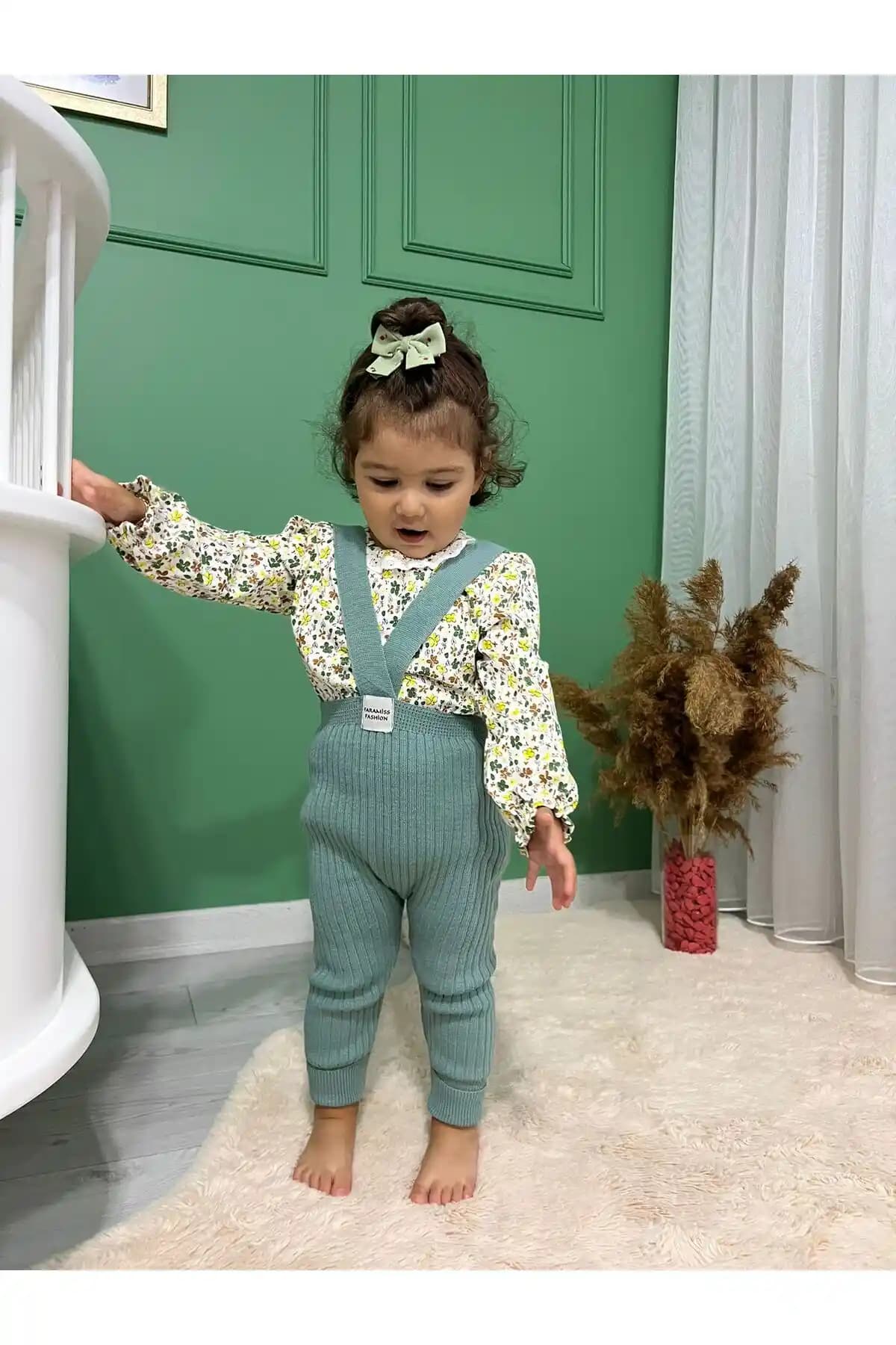 Faramiss Fashion Çocuklar İçin Askılı Fitilli Triko Tayt, Rahat ve Şık Günlük Giyim Seçeneği