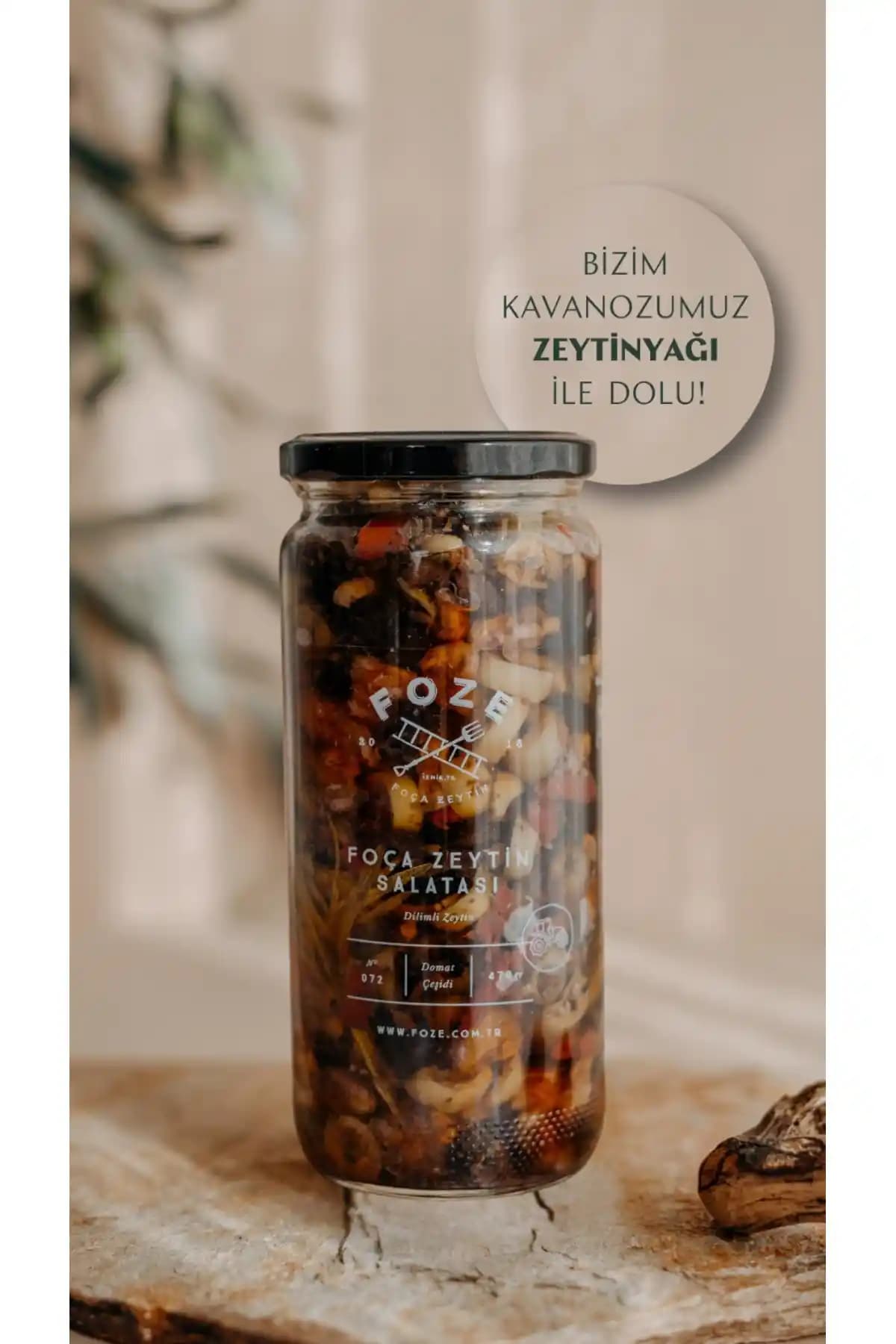 Fozé Foça Zeytin Salatası 470g doğal içeriklerle lezzet ve sağlık sunar
