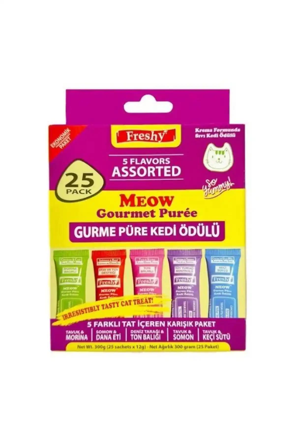Freshy Meow Gurme Karışık Paket 25'li – Doğal ve Lezzetli Kedi Atıştırmalıkları