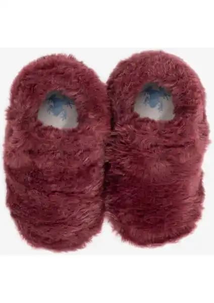 Hopfrög Furry Furry Bordo Kürk Barefoot Patik Çocuklar İçin Sıcak ve Konforlu Kış Ayakkabısı