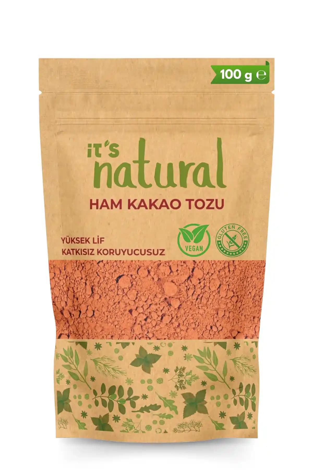 It’s Natural Ham Kakao Tozu 100 G Doğal ve Katkısız Kakao Aromasıyla Tariflerinize Lezzet Katın