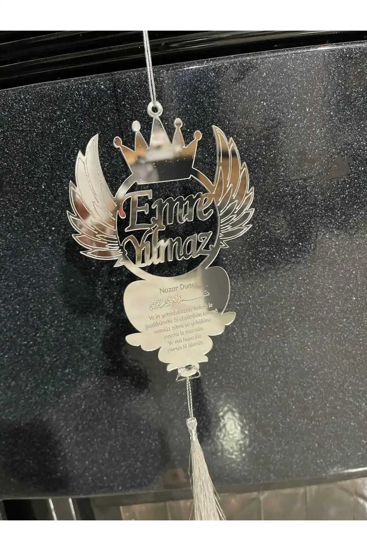 Kişiye Özel Kanatlı Ayetel Kürsi ve Nazar Dualı Dikiz Aynası Süsü Ürün Tanıtımı