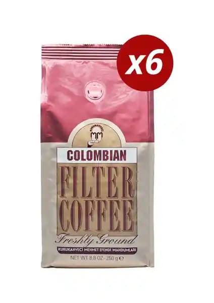 Kurukahveci Mehmet Efendi Colombia Filtre Kahvesi 250g 6'lı Set ile Zengin Aromalı Kahve Keyfi