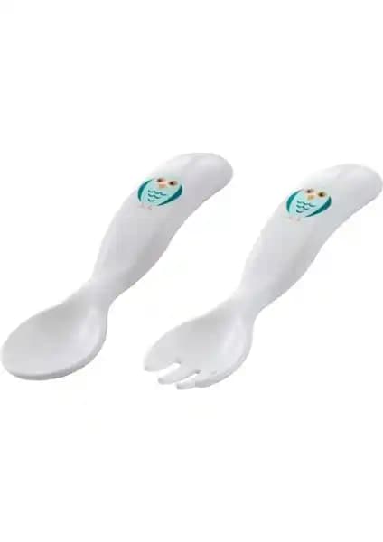 Mamajoo Desenli Bebek Kaşık ve Çatal Seti Güvenli ve Ergonomik Tasarımıyla Bebekler İçin Uygun