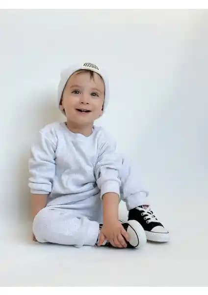MiaBaby Pamuk Bereli 3'lü Bebek ve Çocuk Takım Gri Konfor ve Şıklık Sunar