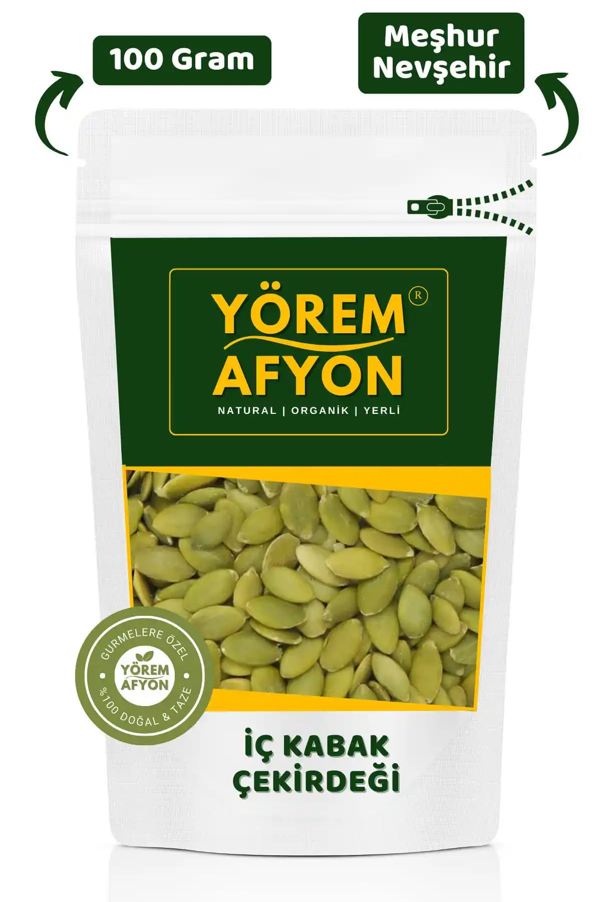 Nevşehir Yüksek Proteinli Yerli Vegan Tuzsuz Çiğ Kabak Çekirdeği 100g Sağlıklı Atıştırmalık