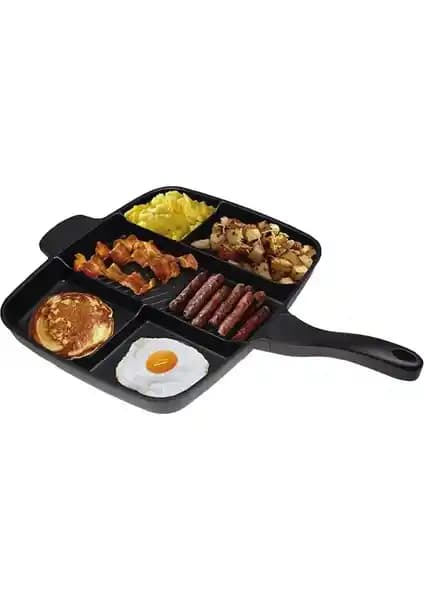 Nurgaz Campout Granit 5 Gözlü Döküm Tava: Çok Yönlü ve Sağlıklı Pişirme Deneyimi