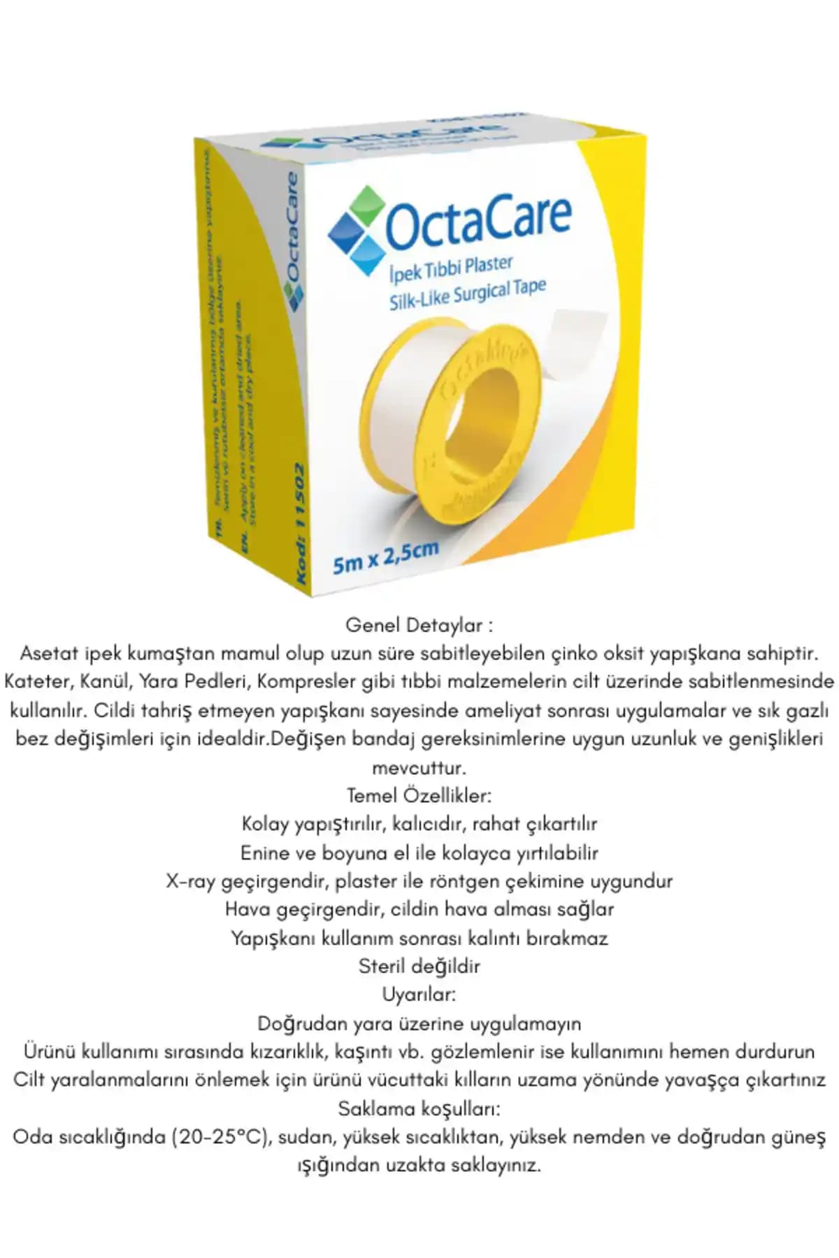 Octacare İpek Plaster 5mx2,5cm: Güvenilir ve Konforlu Tıbbi Bandaj Çözümü