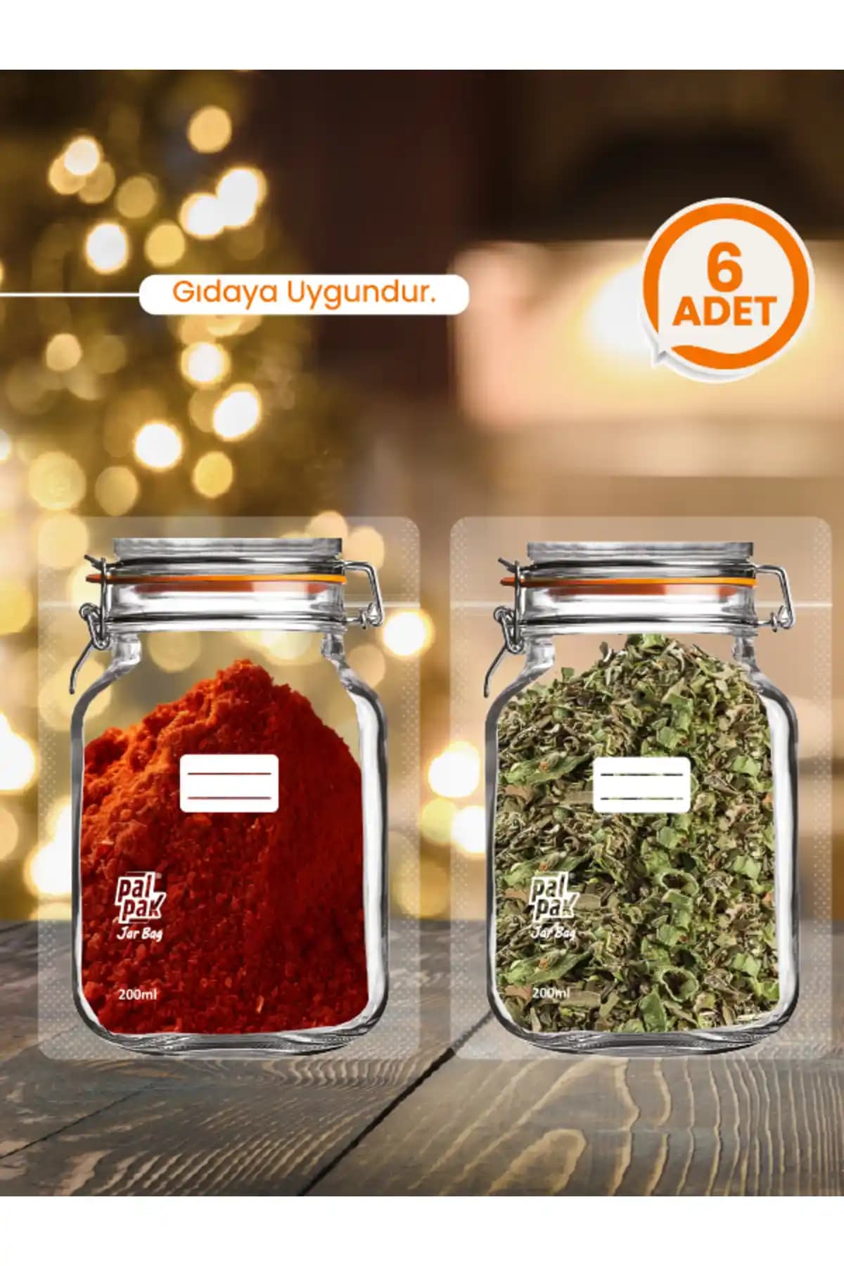 PALPAK Mini Boy Kapaklı Kavanoz Görünümlü Saklama Poşeti Pratik ve Şık Mutfak Düzenleme Çözümü