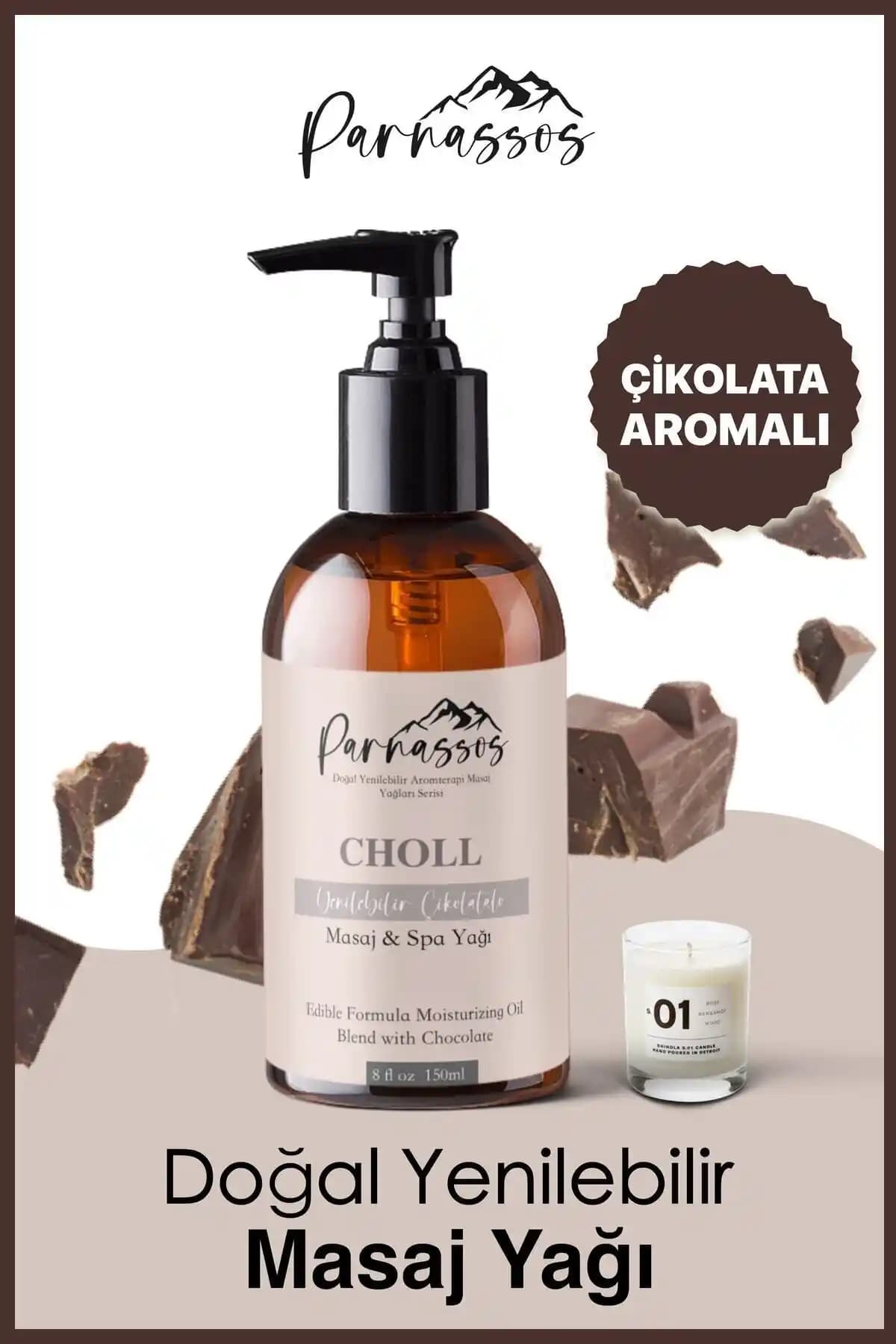 Parnassos Doğal Çikolata Aromalı Rahatlatıcı Masaj Yağı - Doğal ve Güvenli Cilt Bakımı