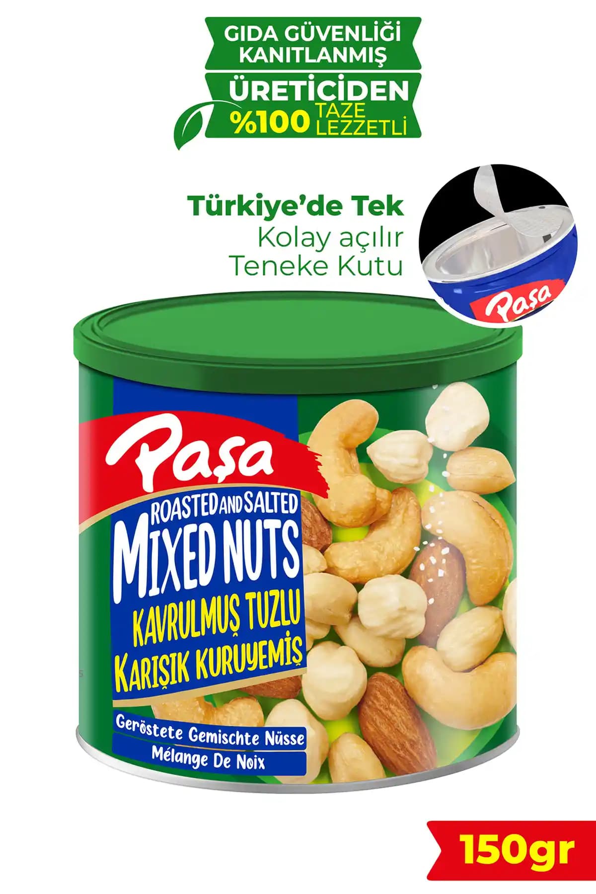 Paşa Kuruye Karışık Kavrulmuş Kuruşlar 150g Teneke Kutuda Sağlıklı Atıştırmalık