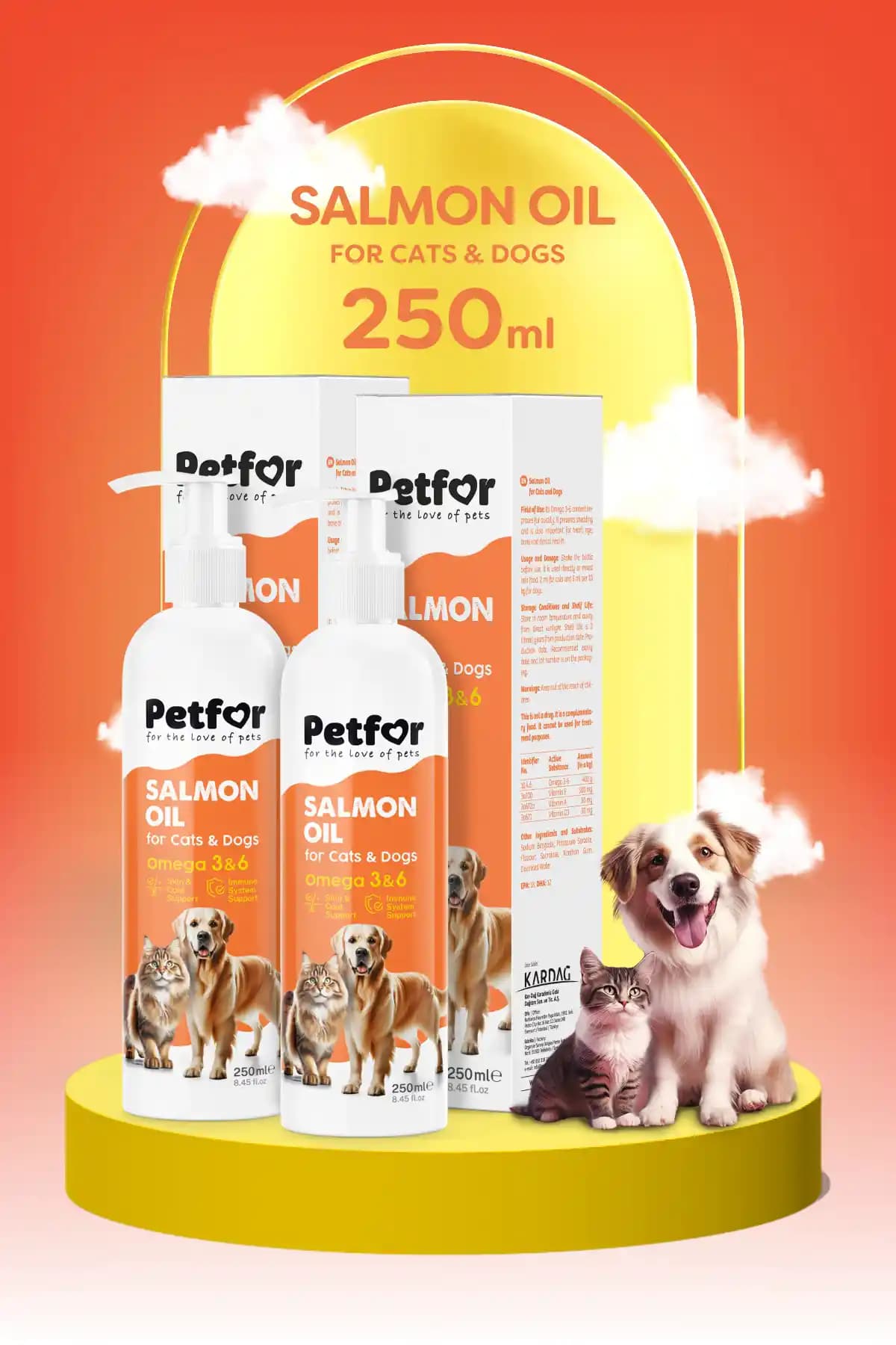 Petfor Somon Yağı 250 ML Evcil Hayvanlar İçin Sağlıklı Takviye ve Destek Ürünü