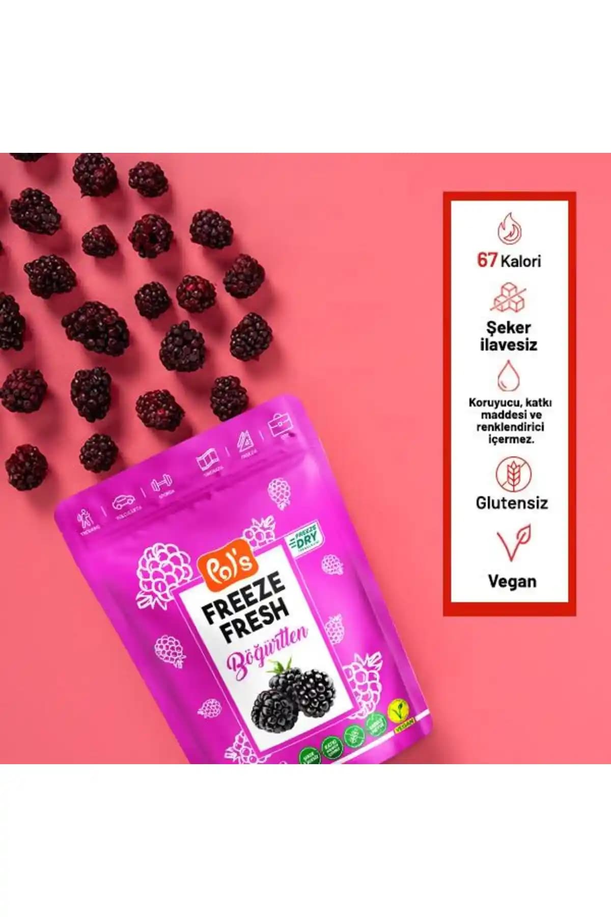 Pol's Freeze Fresh Dondurularak Kurutulmuş Böğürtlen: Doğal ve Sağlıklı Atıştırmalık Alternatifi