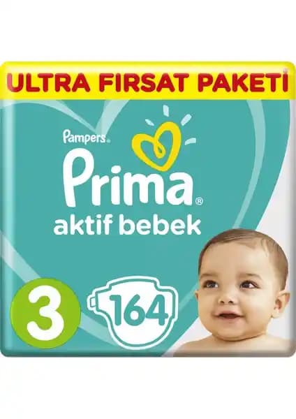 Prima Bebek Bezi Aktif Bebek 3 Bedenden Oluşan Midi Ultra Fırsat Paketi Güvenilir ve Konforlu Bebek Bakımı İçin