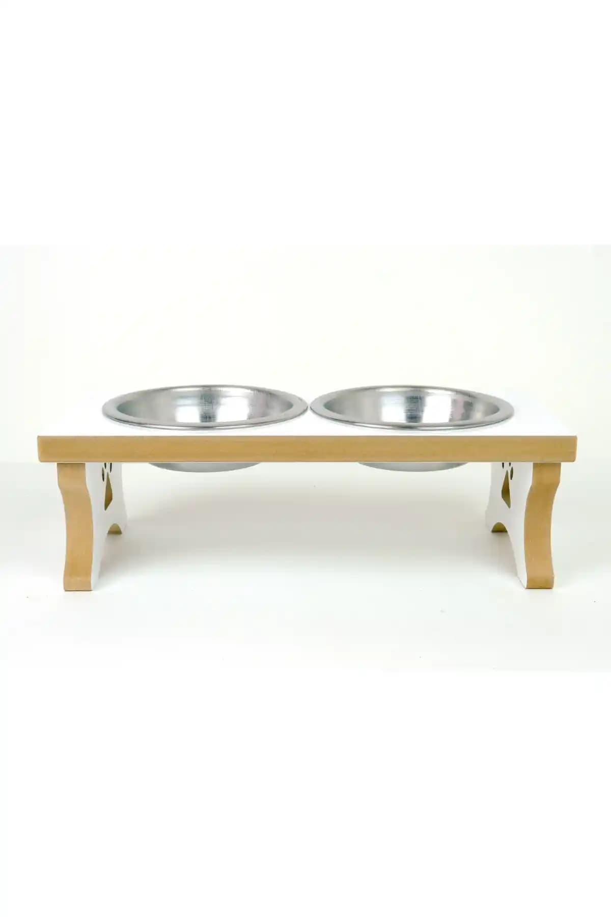 RealWood Ahşap Çelik Kaseli Kedi ve Köpek Mama ve Su Kabı Standı Modern ve Dayanıklı Tasarım