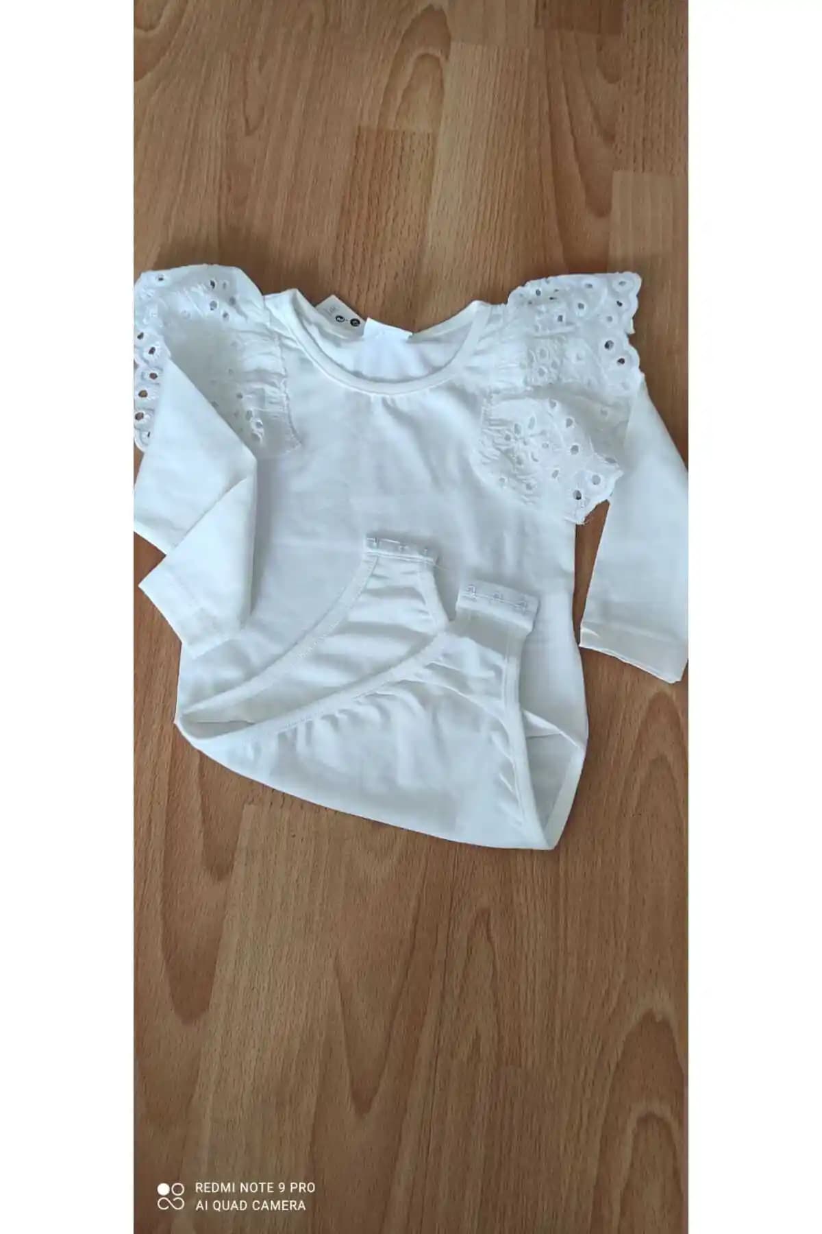 SARE TEKSTİL Kız Çocuk Uzun Kollu Güpürlü Zıbın Takımı Günlük Kullanım İçin Uygun