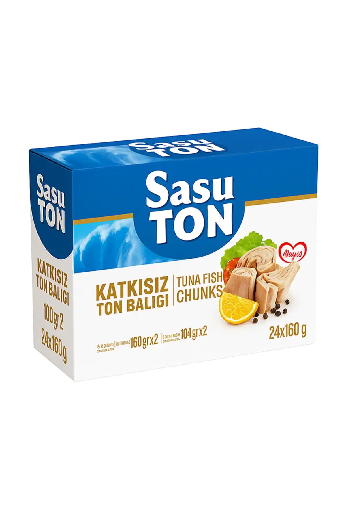 SASU Blue Klasik Ton Balığı 24x160g İri Parçalı Doğal ve Sağlıklı Balık Seçeneği