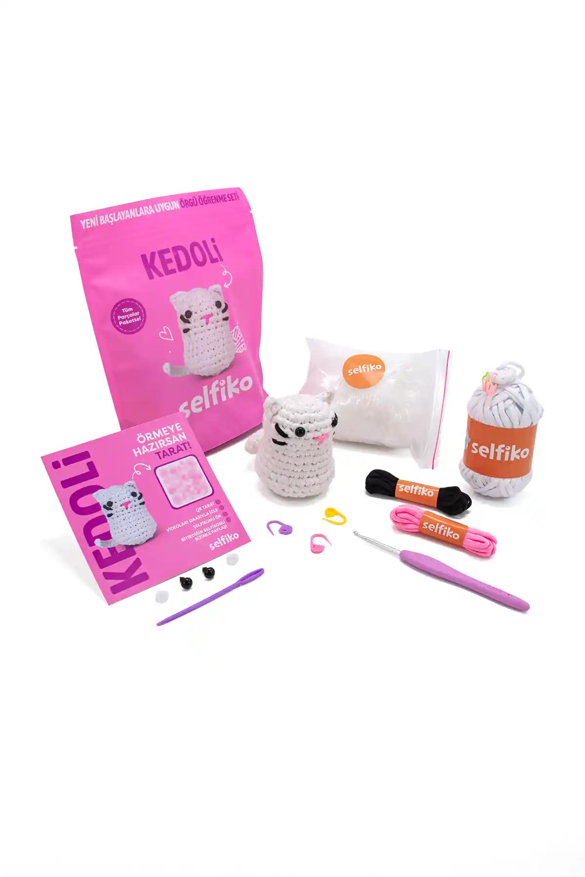 Selfiko örgü öğrenme kiti yeni başlayanlar ve çocuklar için güvenli ve sürdürülebilir el işi seti