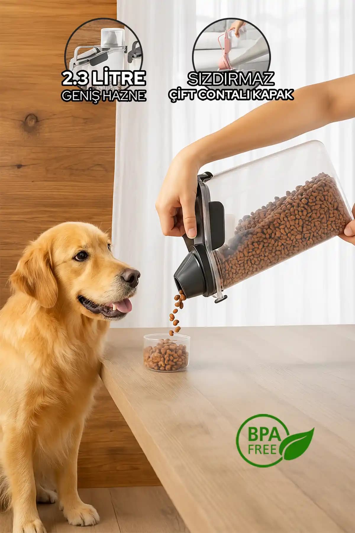 Siyempi 2300ml Köpek Maması Saklama Kabı: Dayanıklı ve Estetik Saklama Çözümü