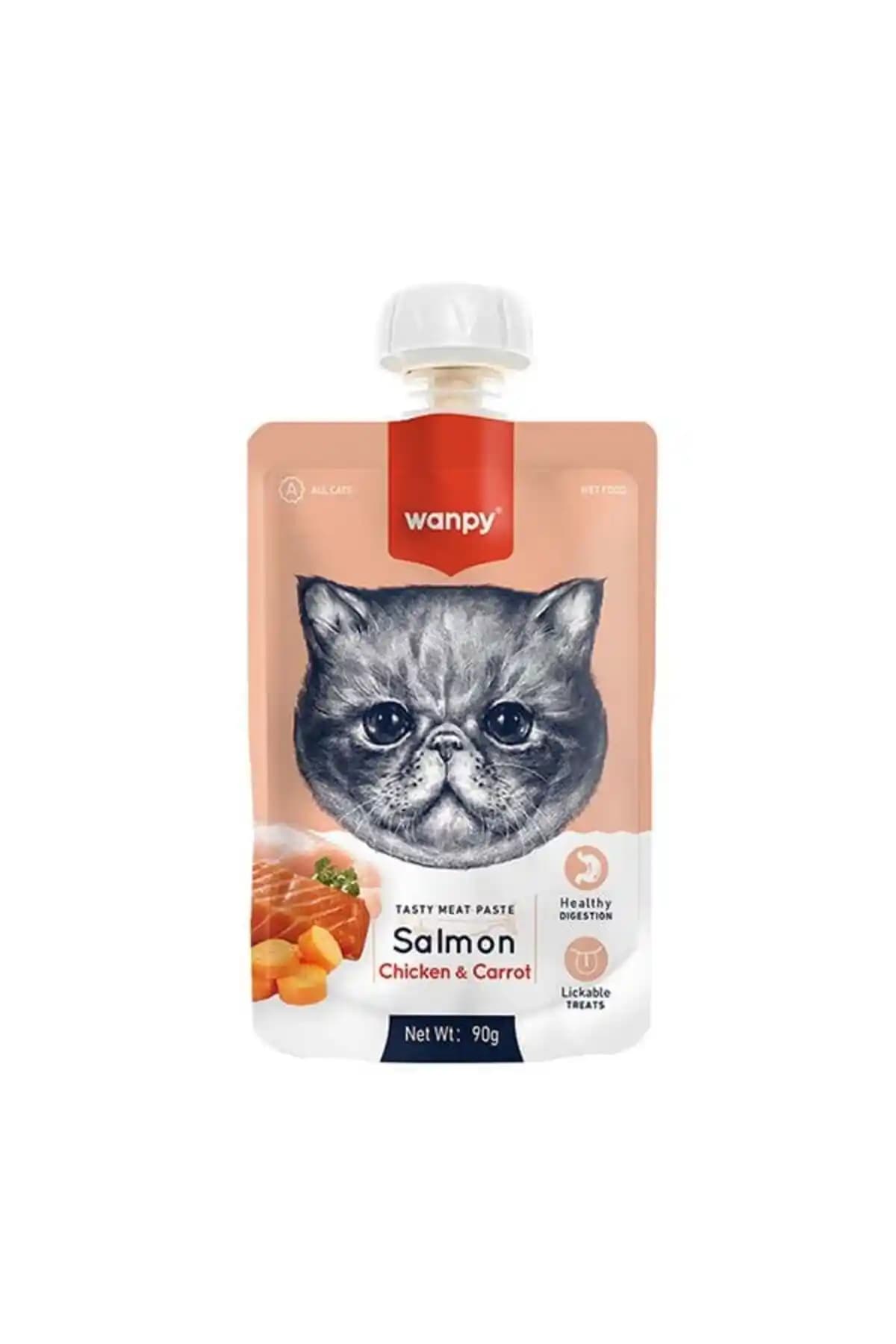 Wanpy Taze Somon ve Tavuklu Et Ezmesi Doğal Kedi Ödülü Sağlıklı ve Lezzetli Alternatif