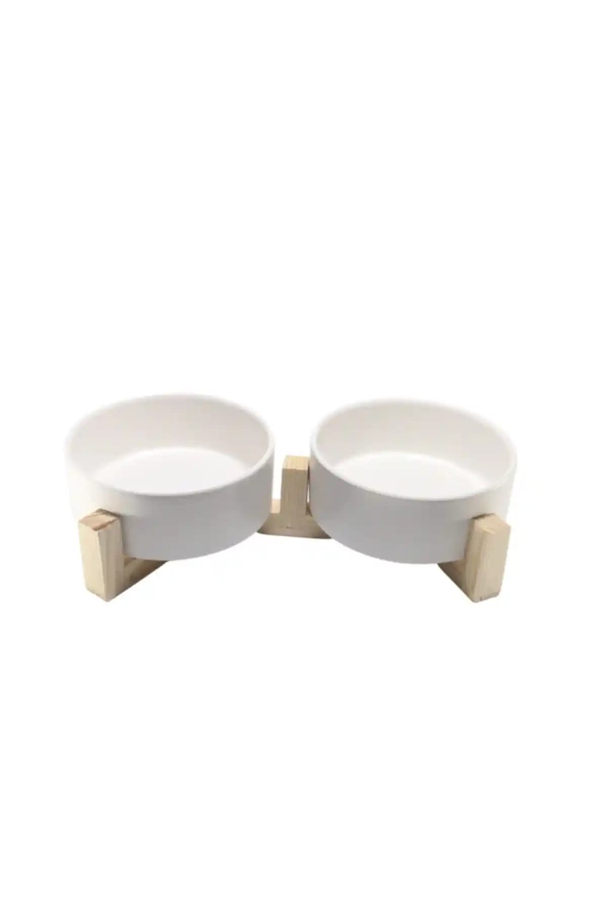 Yılmazel Mama-su Kabı: Estetik ve Fonksiyonellik Sunan Seramik ve Ahşap Malzemeli Evcil Hayvan Kabı